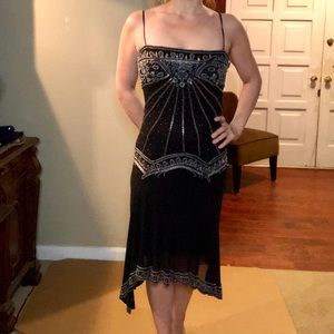 Sue Wong Black and Silver Embellished Dress